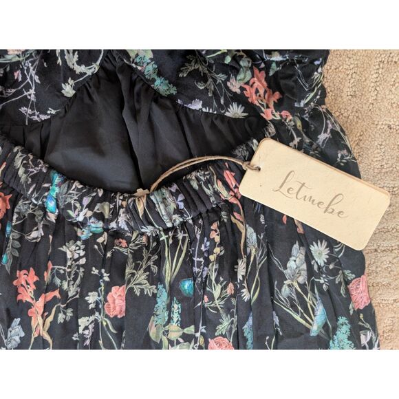 NWT Anthropologie Let Me Be Dress Women Small Black Sweetheart Ruffle Tier Maxi - Picture 6 of 10